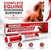OZIPCO Fenbendazole Equine Dewormer Paste 10% for Horses | 25 Gram Oral Paste Syringe | Broad Spectrum Horse Wormer | Apple Flavor