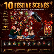 2027 New Plug and Play Hd Christmas Projector Indoor, 360°Adjustable Christmas Scene Projector Indoor, Holiday Projector for Bedroom, Gaming Room (10 Projection Films)