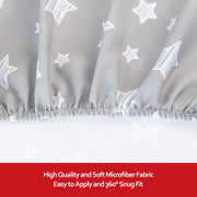 Pack and Play Sheets, 2 Pack Mini Crib Sheets, Stretchy Playard Fitted Sheet, Compatible with Graco Pack n Play, Soft and Breathable Material, Stars & Bunny