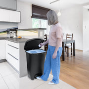 Glad Trash Can with Clorox Odor Protection | Plastic Bin, 13 Gal, Black | Kitchen Waste Bin | Hands Free with Step On Foot Pedal and Garbage Bag Rings