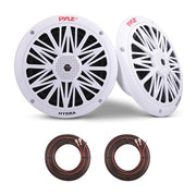 Pyle 6.5 Inch Dual Marine Speakers - 2 Way Water Resistant Outdoor Audio Stereo Sound System with 200 Watt Peak Power, Poly Carbon Cone and Butyl Rubber Surround - 1 Pair (White)