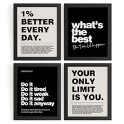 DSHFG Motivational Inspirational Office Wall Art Decor Prints Set of 4 | Black Office Motivational Wall Decor Trendy Retro Positive Affirmations Quotes Wall Decor Gym Posters, 8x10 Unframed