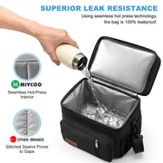 MIYCOO Lunch Bag & Lunch Box for Men Women, Double Deck & Leakproof | Insulated Soft Large Adult Camping Cooler bag for Work, Beach, Picnic, Travel (Black, 15L)