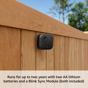 Blink Outdoor 4 and Battery Doorbell 2K+ (newest model) — Two-year battery 1080p camera and 2K battery doorbell. Sync Module Core included — 1 Camera + Doorbell (Black)