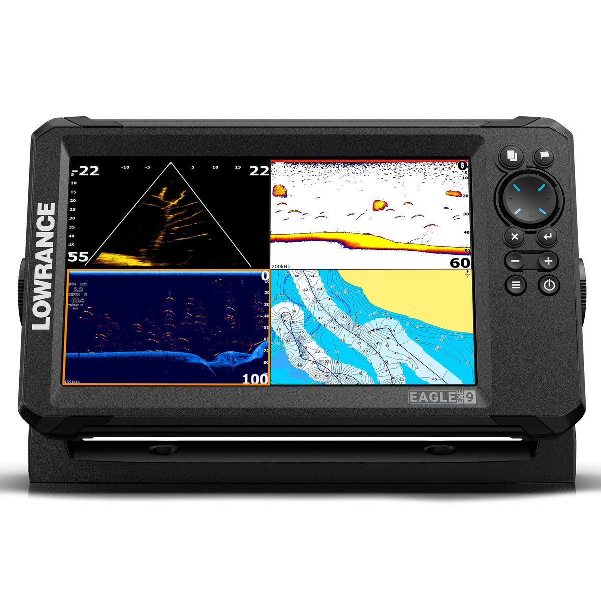 Lowrance Eagle Eye 9 Live Sonar Fish Finder with Preloaded C-MAP Charts | 9-inch IPS display, Live Forward, Live Down, CHIRP, FishReveal, included transducer