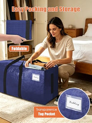 SWEET DOLPHIN 8 Pack 200LB Heavy-Duty Moving Bags with Wrap-Around Handles, Extra Large Storage Totes for Space Saving, Clothes Storage Bags, College Dorm Essentials, Blue, 24 Gal