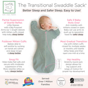 SwaddleDesigns Transitional Swaddle Sack, Cotton, Heathered Jadeite, 0-3mo | Arms Up Half-length Sleeve Partially Suppress Moro reflex, Most Gradual Transition Swaddle for Newborn, Safe for Rolling Baby