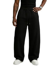 Wangdo Men's Baggy Sweatpants Wide Leg Lounge Cotton Casual Jogging Pants | High waist drawstring,2 Deep pockets,Open bottom,Workout athletic outfits,Loose joggers pants,fashion streetwear,Soft fabric