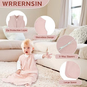 Baby Sleep Sack 0-6 Months, 100% Cotton Wearable Blanket, 0.5 Tog, 3 Pack | Lightweight Infant Sleeping Bags, for Newborn Toddler, 2-Way Zipper for Easy Change, Soft and Breathable,Baby Sleep Essential