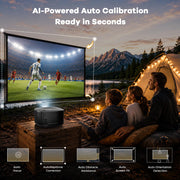 Outdoor-Projector-4K with WiFi and Bluetooth: [High Bright/60W Dolby Audio/Official Licensed Apps], Smart-Projector with AI Auto Focus, ONOAYO ONO5Pro 2.0 Movie Projector for Bedroom/Outdoor Use