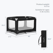 Dream On Me Zodiak Portable Playard, Compact for Travel, Carry Bag, Black | Removable Mattress Pad, Mesh Sides, Quick Fold, 30 Lb Limit - ASTM Tested for Infants & Toddlers, Indoor & Outdoor Use