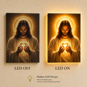 LED Sacred Heart of Jesus Canvas/Mica – Glowing Christian Wall Art with Hidden Backlight