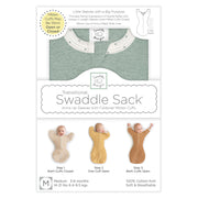 SwaddleDesigns Transitional Swaddle Sack, Cotton, Heathered Jadeite, 0-3mo | Arms Up Half-length Sleeve Partially Suppress Moro reflex, Most Gradual Transition Swaddle for Newborn, Safe for Rolling Baby