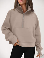AUTOMET Womens Sweatshirts Half Zip Fleece Pullover Fall Outfits | Fall Fashion Clothes 2026,Cropped Sweatshirt,Cute Y2k Tops,Quarter Zipper Clothes,Winter Loungwear Outfits