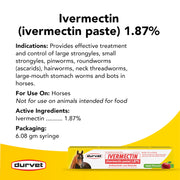 Ivermectin Paste 1.87% Horse Dewormer - Apple Flavored Oral Syringe 6.08g Tube