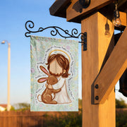 He Is Risen Matthew 28:6 Cute Jesus and Bunny Easter Garden Flag Christian Spring Decor