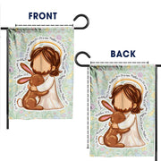 He Is Risen Matthew 28:6 Cute Jesus and Bunny Easter Garden Flag Christian Spring Decor