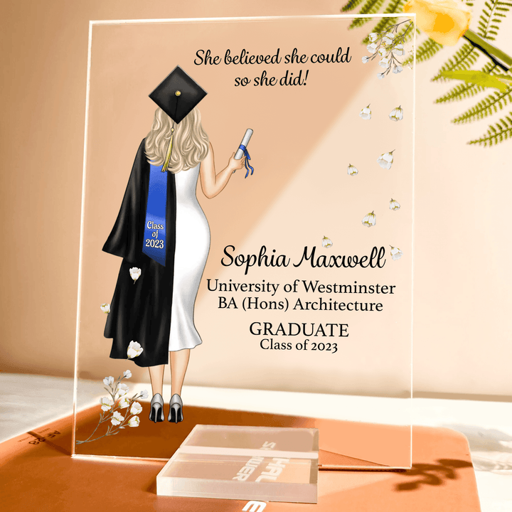 Graduation Gifts, Presents & Ideas For Her, Grad Ceremony, Commencement, Convocation, College & uni University, Personalized Custom Acrylic Plaque
