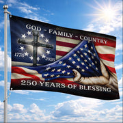 God Family Country 250 Years of Blessing Christian Patriotic - House Flag/Garden Flag