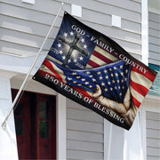 God Family Country 250 Years of Blessing Christian Patriotic - House Flag/Garden Flag