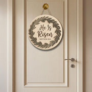 He Is Risen Wooden Door Sign