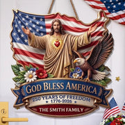 Personalized God Bless America Patriotic Decor - 1776-2026 USA Wall Sign