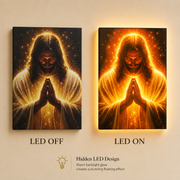 LED Radiant Praying Jesus Canvas/Mica – Glowing Christian Wall Art with Hidden Backlight