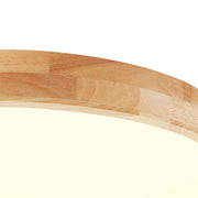 Round LED Wood Flush Mount Light