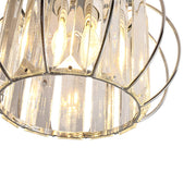 1-Light Dazzled Crystal Round Mini Cage Chrome Semi Flush Mount