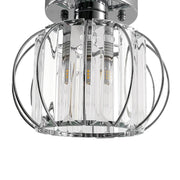 1-Light Dazzled Crystal Round Mini Cage Chrome Semi Flush Mount