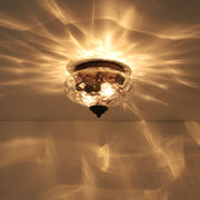 2-light Hammered Glass Flush Mount Ceiling Light