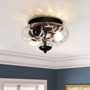 2-light Hammered Glass Flush Mount Ceiling Light
