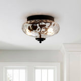2-light Hammered Glass Flush Mount Ceiling Light