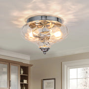 2-light Hammered Glass Flush Mount Ceiling Light