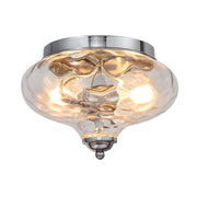 2-light Hammered Glass Flush Mount Ceiling Light