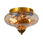 2-light Hammered Glass Flush Mount Ceiling Light