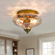 2-light Hammered Glass Flush Mount Ceiling Light