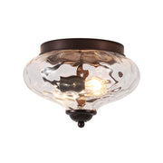 2-light Hammered Glass Flush Mount Ceiling Light