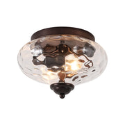 2-light Hammered Glass Flush Mount Ceiling Light