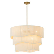3-Tier Beige Woven Thread Drum Pendant Light