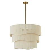 3-Tier Beige Woven Thread Drum Pendant Light