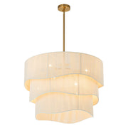 3-Tier Beige Woven Thread Drum Pendant Light
