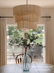 3-Tier Beige Woven Thread Drum Pendant Light
