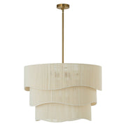 3-Tier Beige Woven Thread Drum Pendant Light