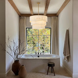 3-Tier Beige Woven Thread Drum Pendant Light