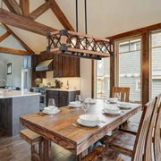 5-Light Wood Box Rectangle Chandelier Modern Farmhouse