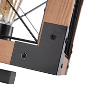 5-Light Wood Box Rectangle Chandelier Modern Farmhouse
