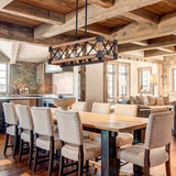 5-Light Wood Box Rectangle Chandelier Modern Farmhouse