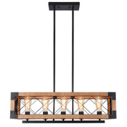 5-Light Wood Box Rectangle Chandelier Modern Farmhouse