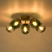 Bloom Brass Blue Glass Bubble Semi Flush Chandelier
